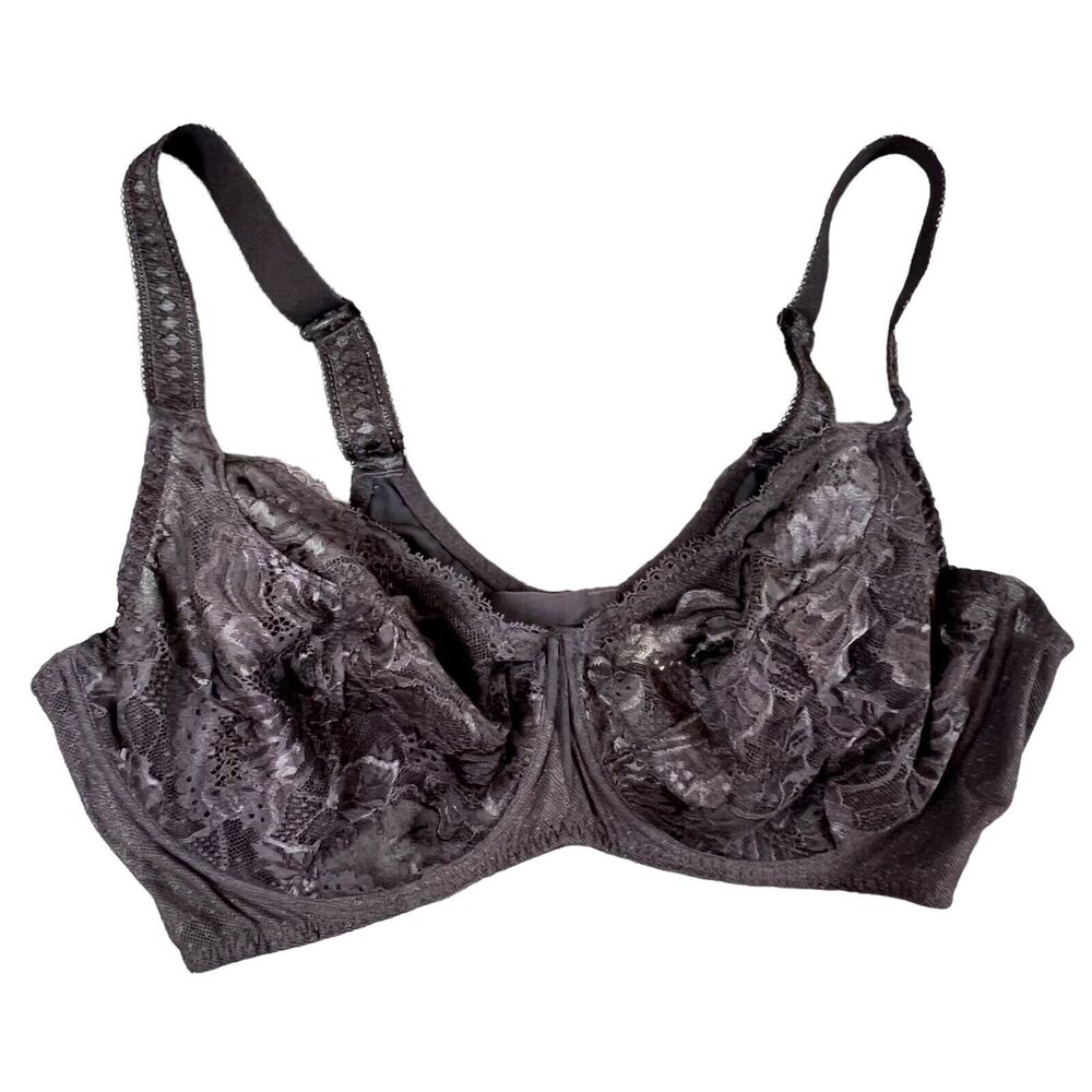 SIMONE PERELE Promosse Full Cup Underwire Lace Bra 12H322 Dark Gray Sz 40E